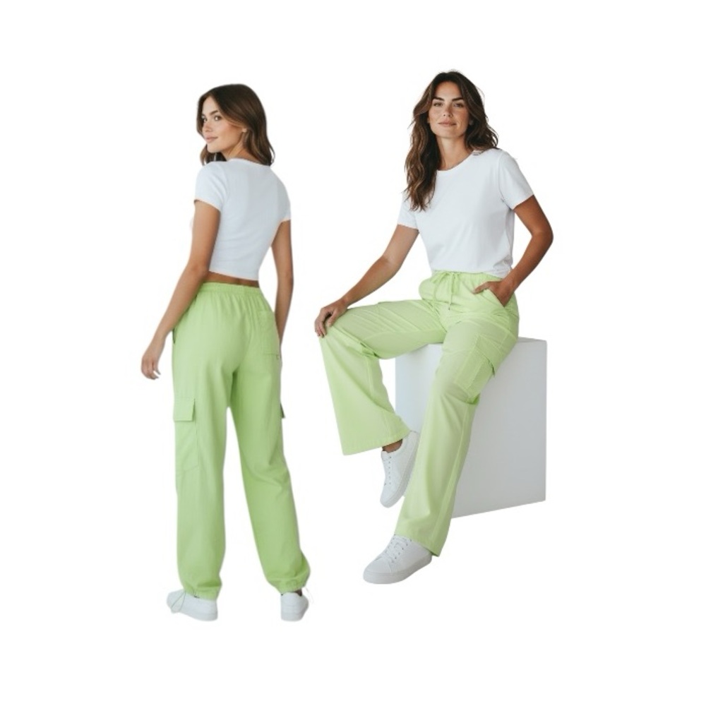 No Boundaries Neon Green Parachute Joggers